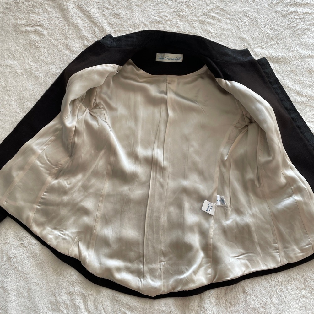 Teresa‎ Crowninshield Wool Cashmere Angora Silk Jacket Black Size 2 - Picture 13 of 14
